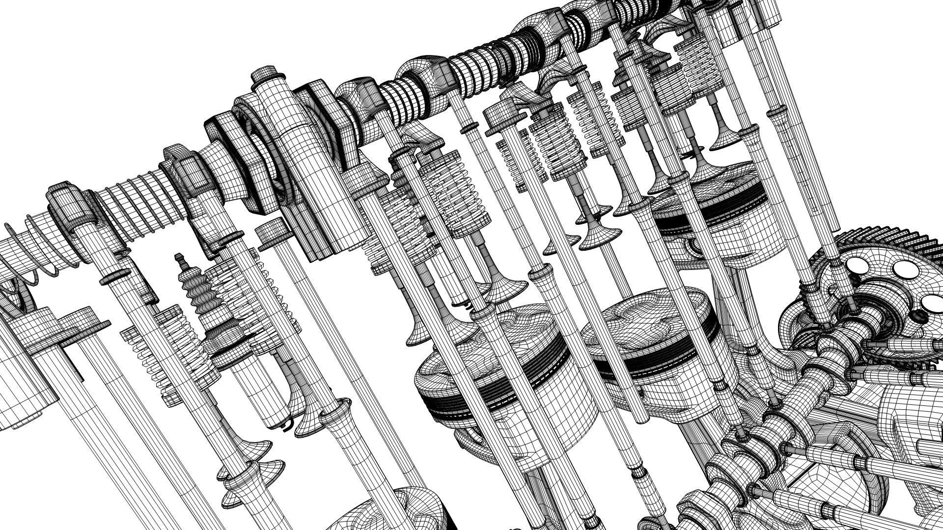 V8 Engine Working Animated 3D model_34