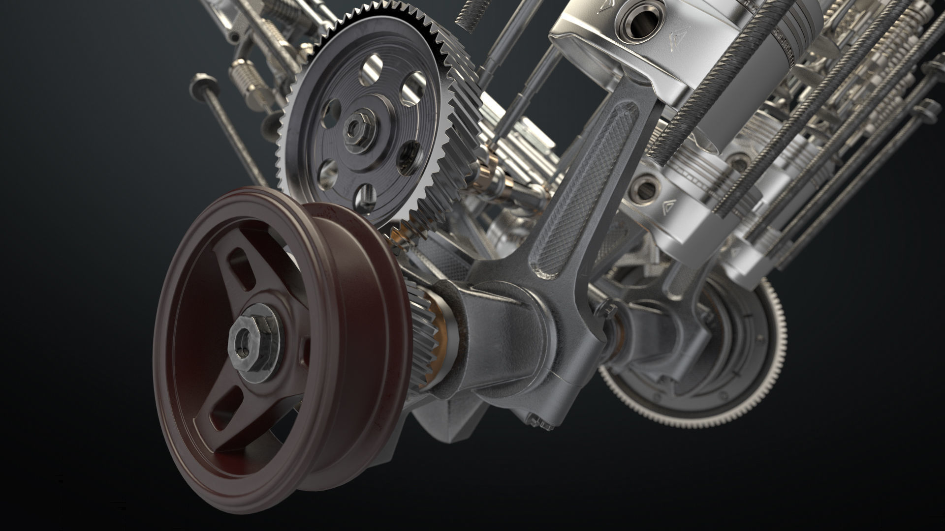 V8 Engine Working Animated 3D model_18