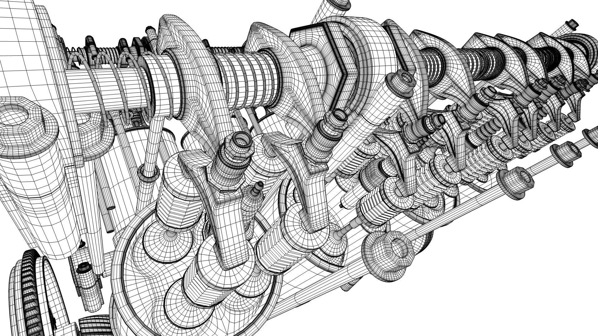 V8 Engine Working Animated 3D model_36