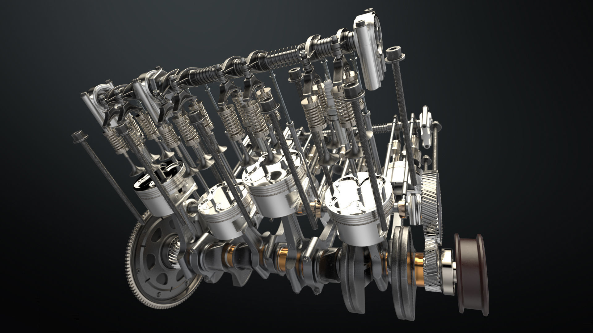 V8 Engine Working Animated 3D model_27