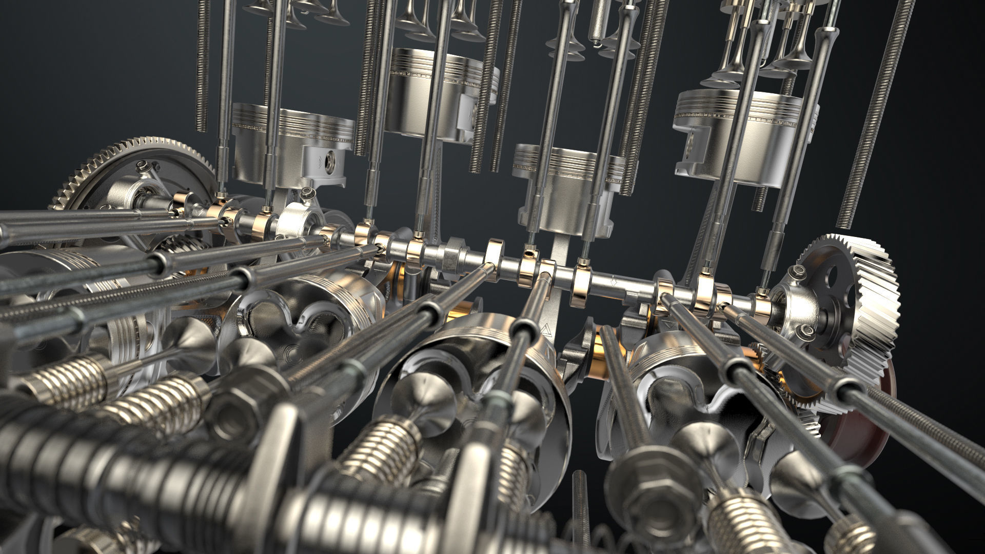 V8 Engine Working Animated 3D model_15