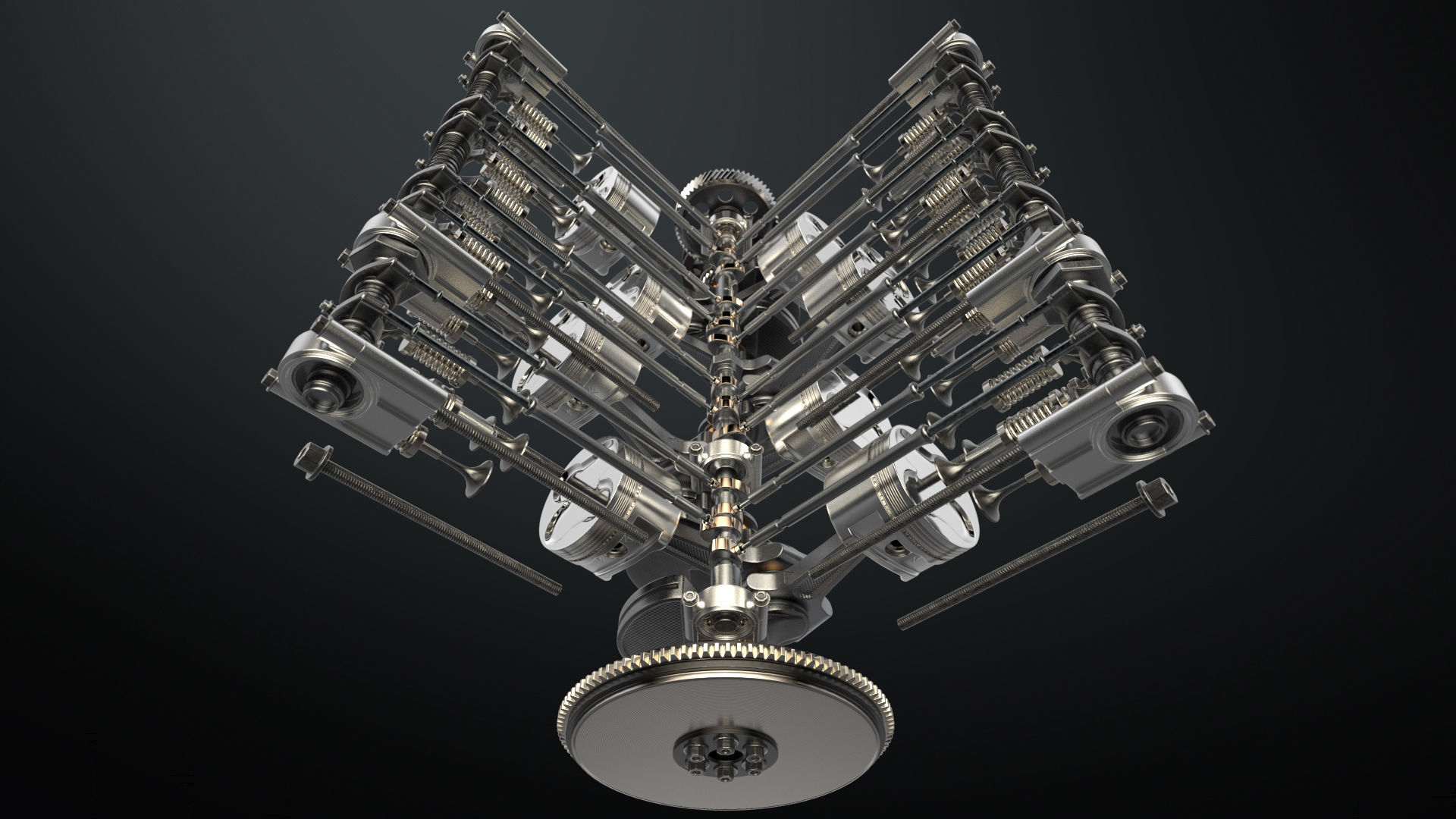 V8 Engine Working Animated 3D model_23