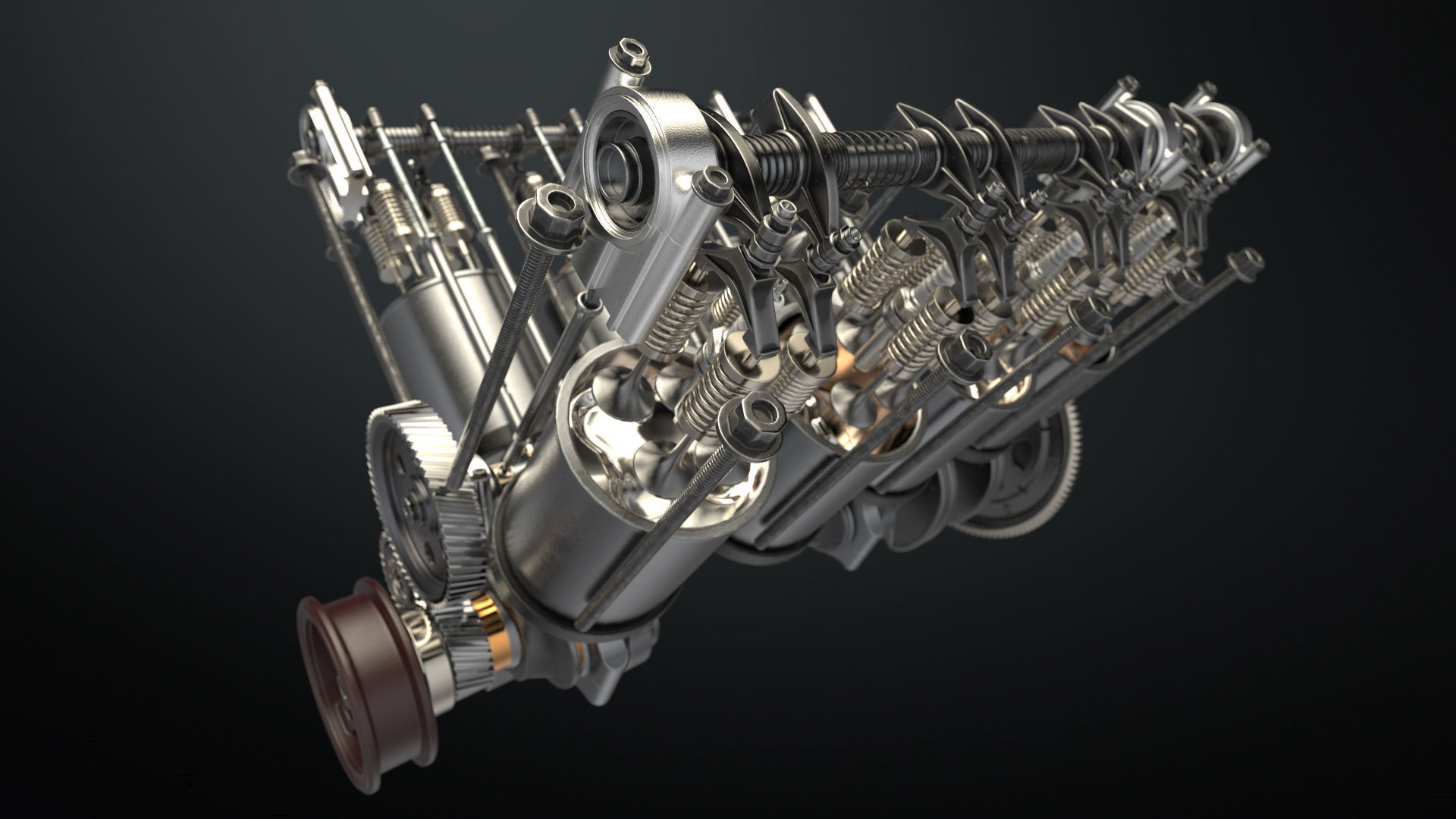 V8 Engine Working Animated 3D model_5