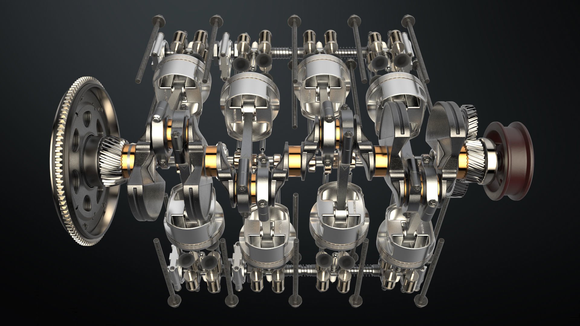 V8 Engine Working Animated 3D model_31