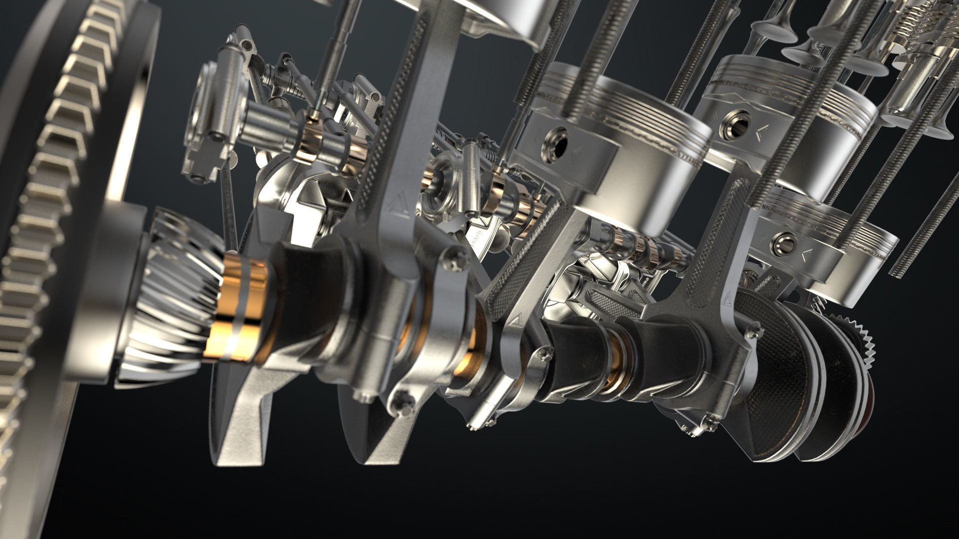 V8 Engine Working Animated 3D model_10