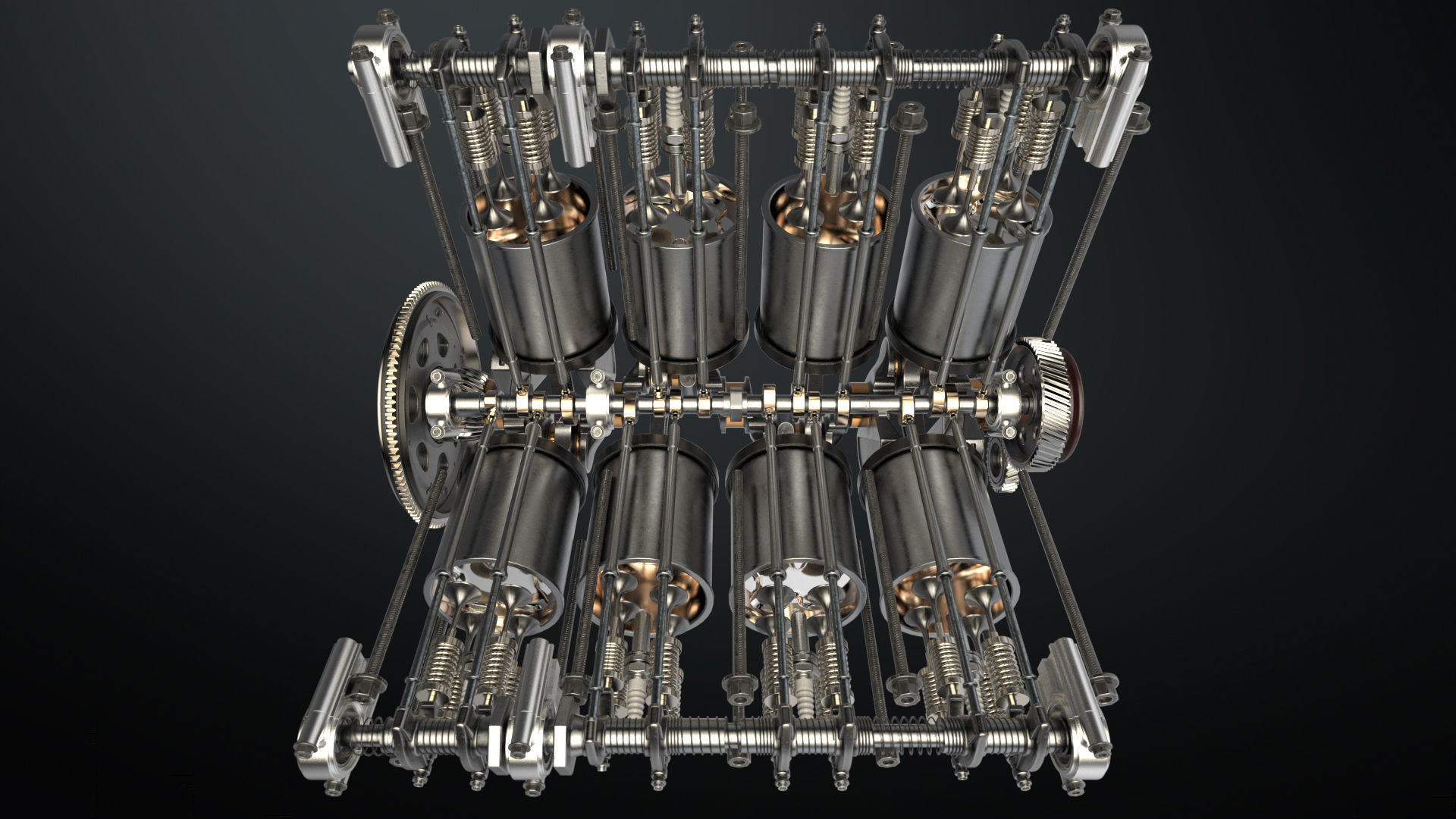 V8 Engine Working Animated 3D model_29