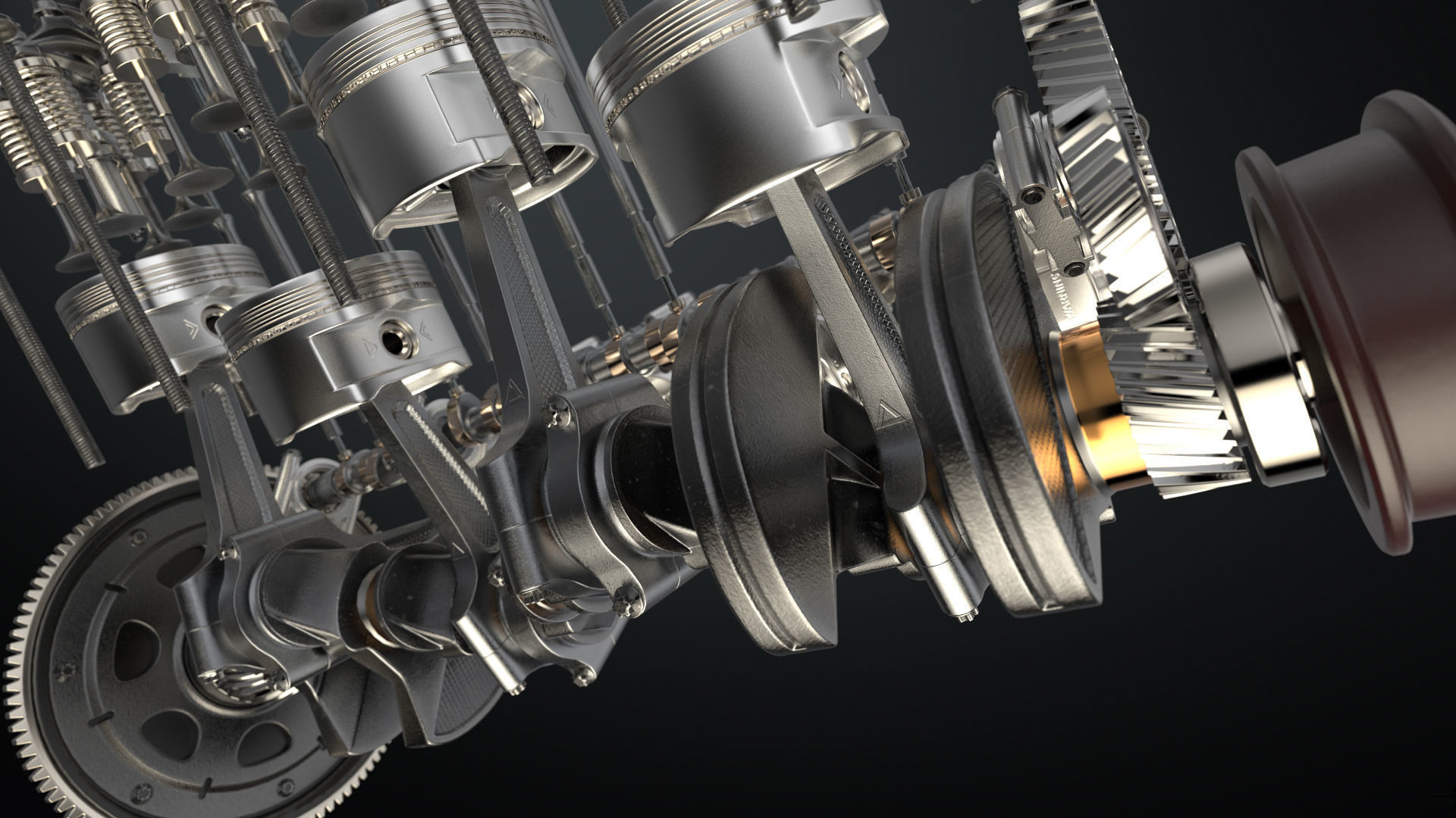 V8 Engine Working Animated 3D model_24