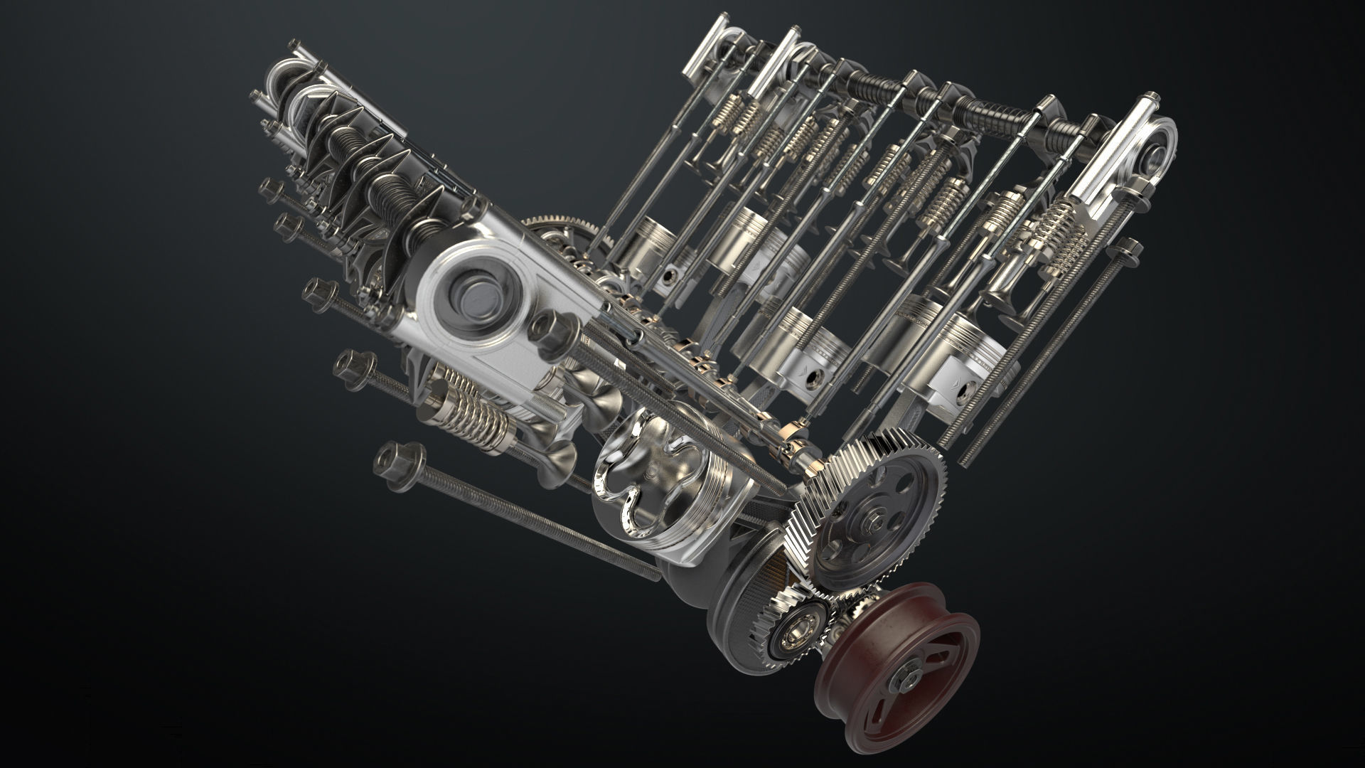 V8 Engine Working Animated 3D model_25