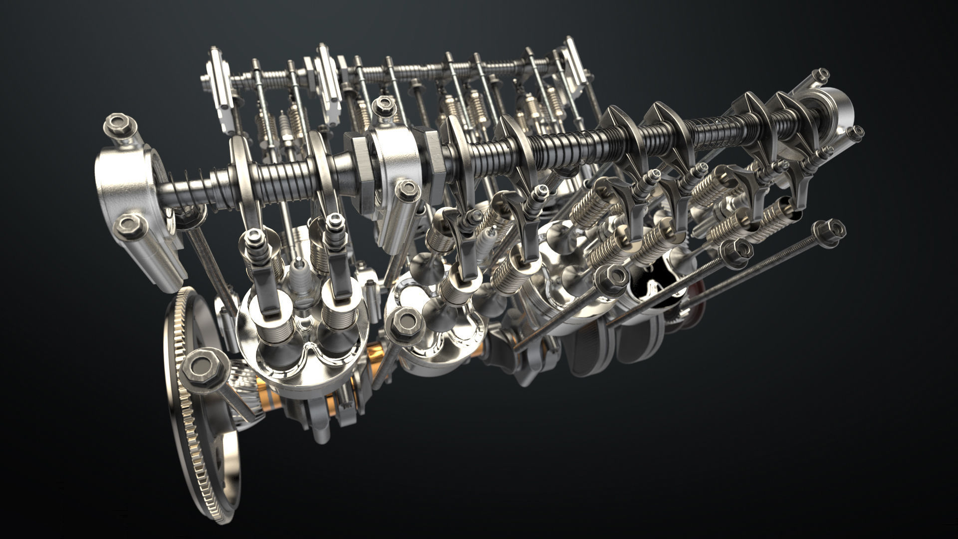 V8 Engine Working Animated 3D model_26