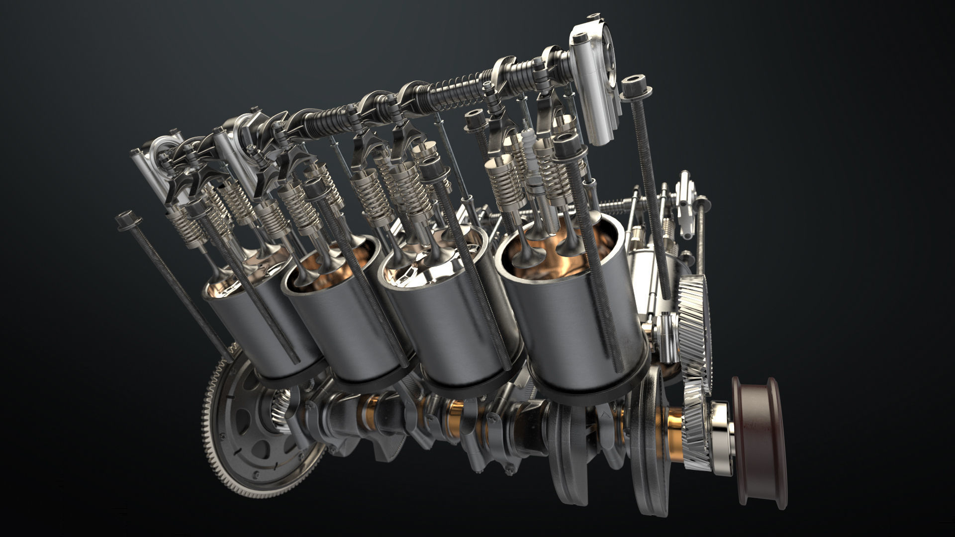 V8 Engine Working Animated 3D model_28