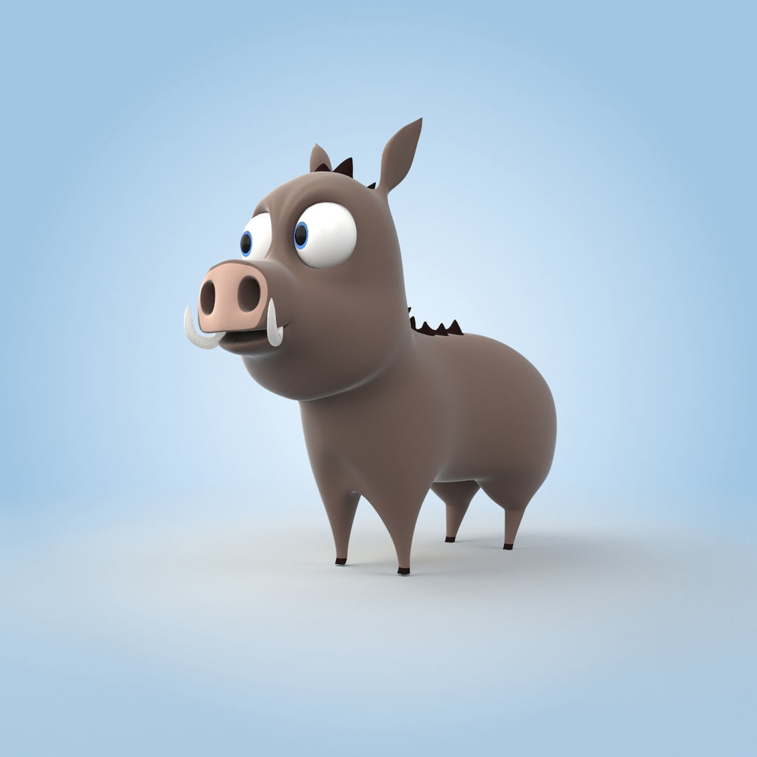 Cartoon Boar 3D model_3