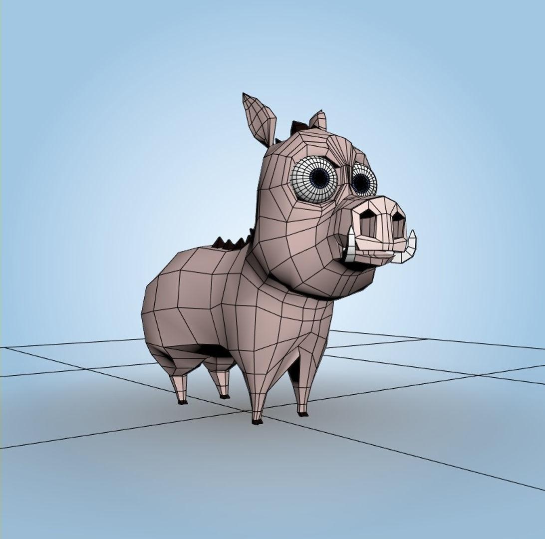 Cartoon Boar 3D model_5