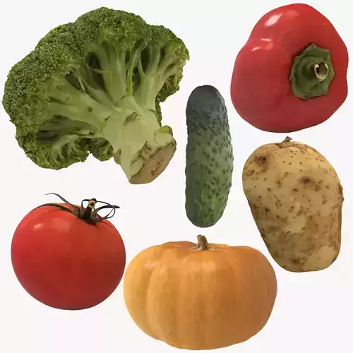 Vegetables set piece of broccoli Low-poly 3D model