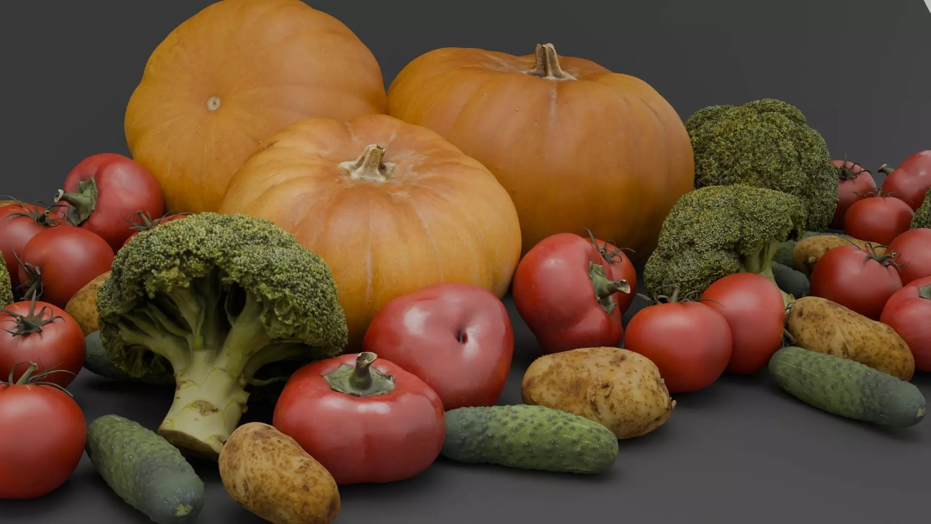 Vegetables set 1 Low-poly 3D model_11