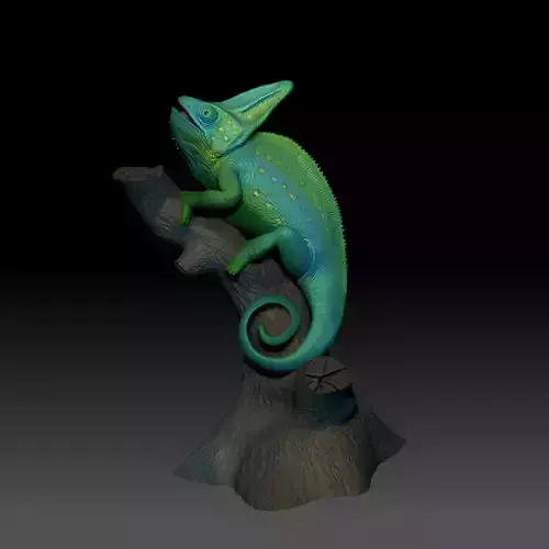 Chameleon Calyptratus Modell Tree-Highpolygon 3D model fullsize