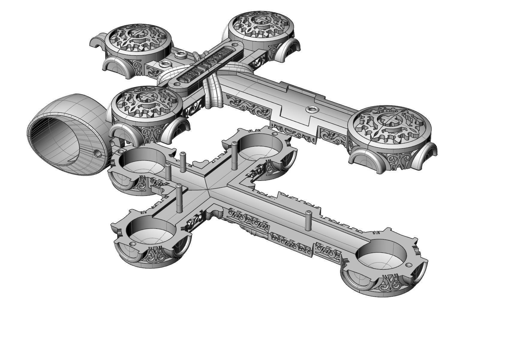 Cross light 60mm 3D print model_4