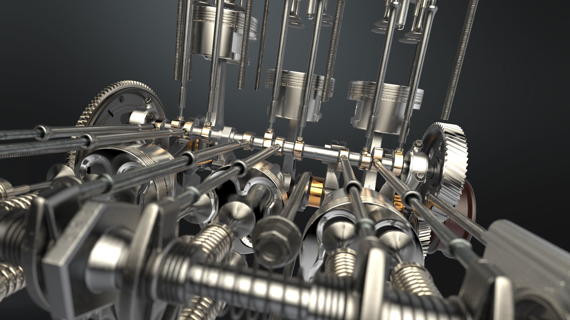 V6 Engine Working Animated 3D model_22