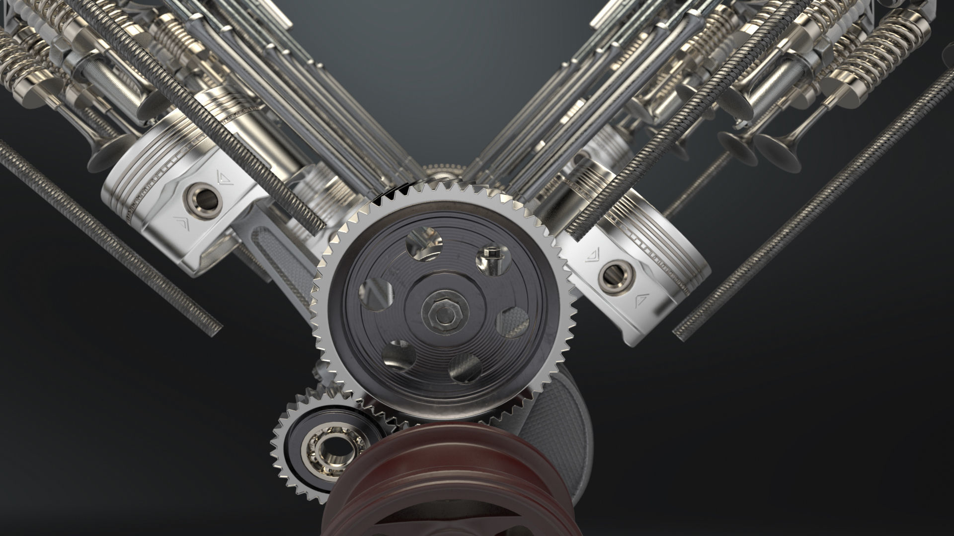 V6 Engine Working Animated 3D model_28