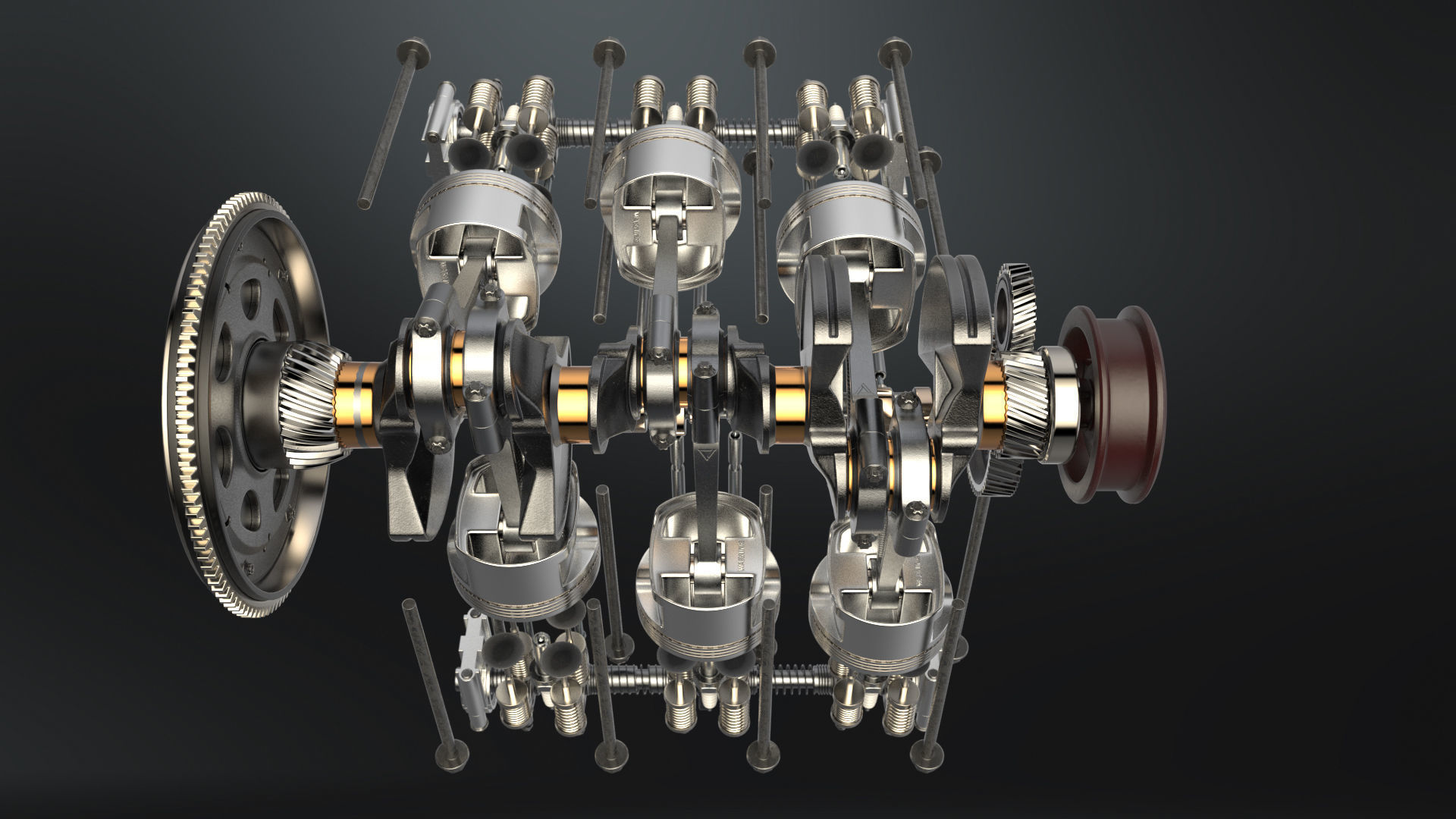 V6 Engine Working Animated 3D model_15