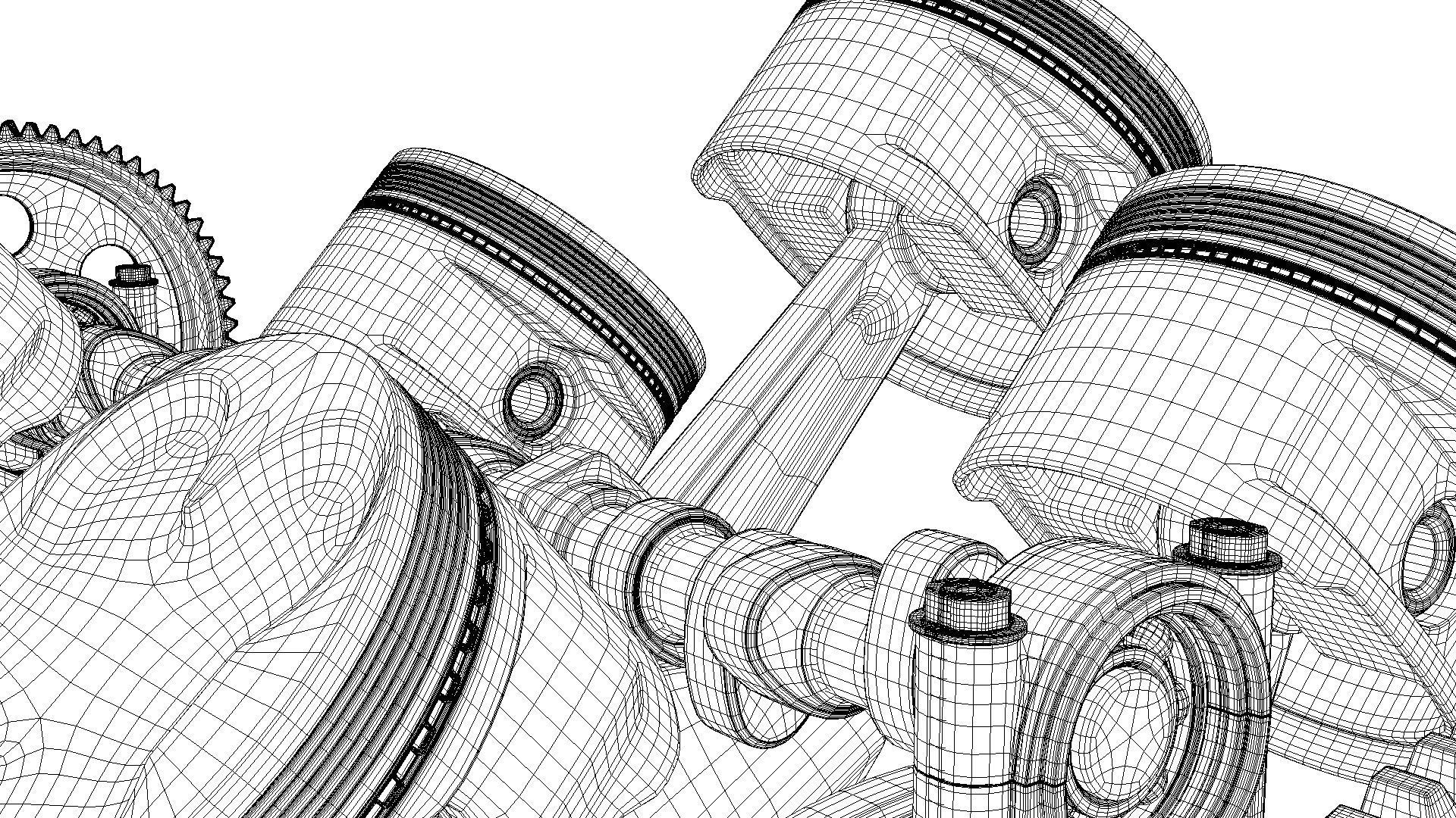 V6 Engine Working Animated 3D model_43