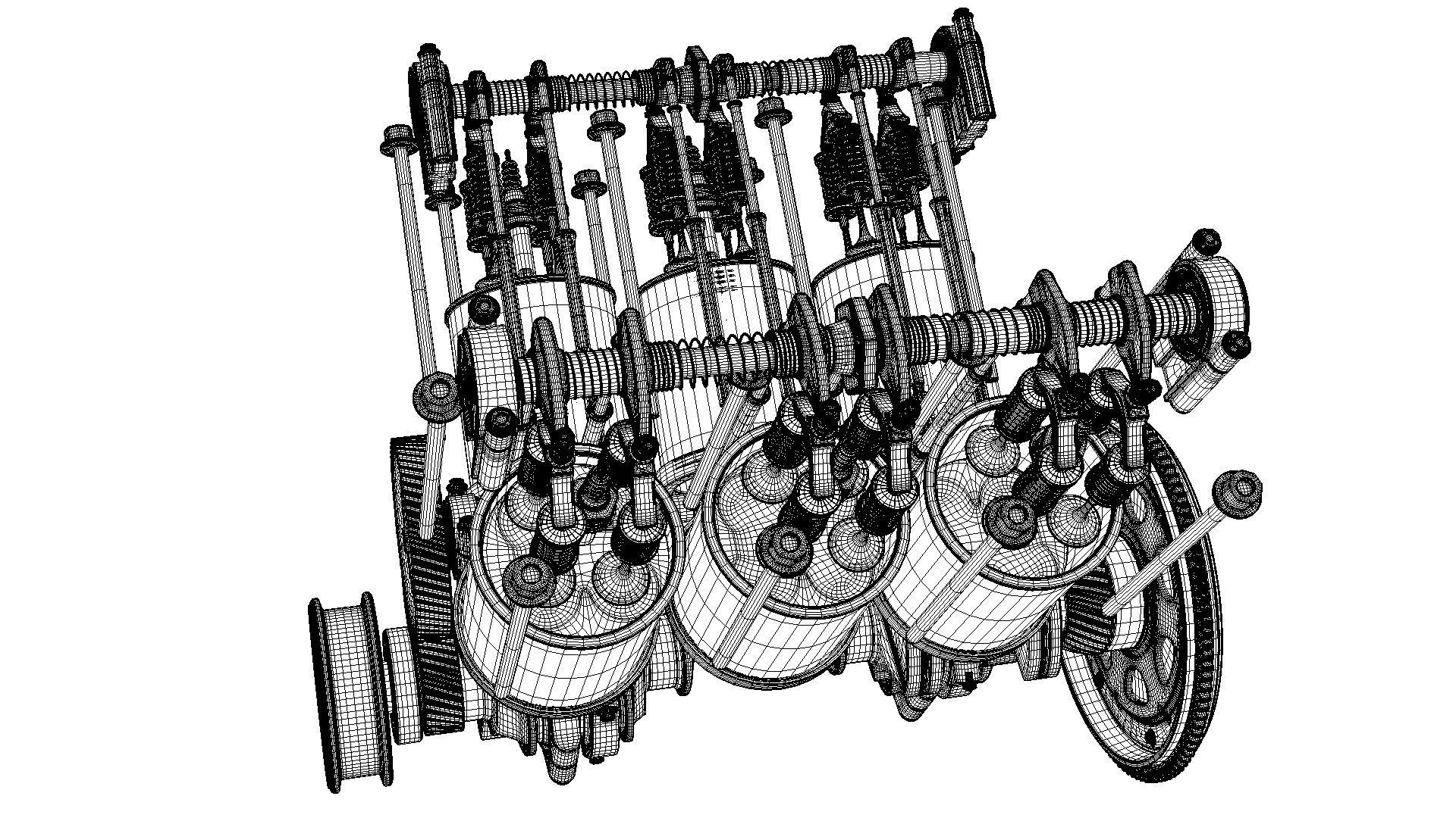 V6 Engine Working Animated 3D model_45