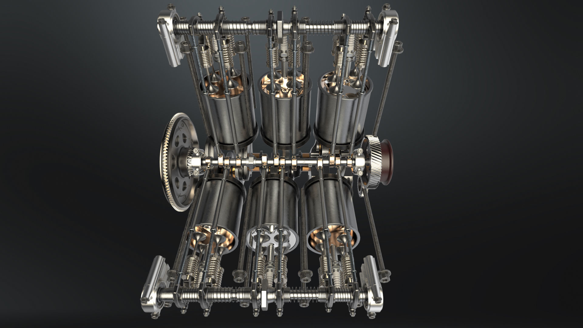 V6 Engine Working Animated 3D model_34
