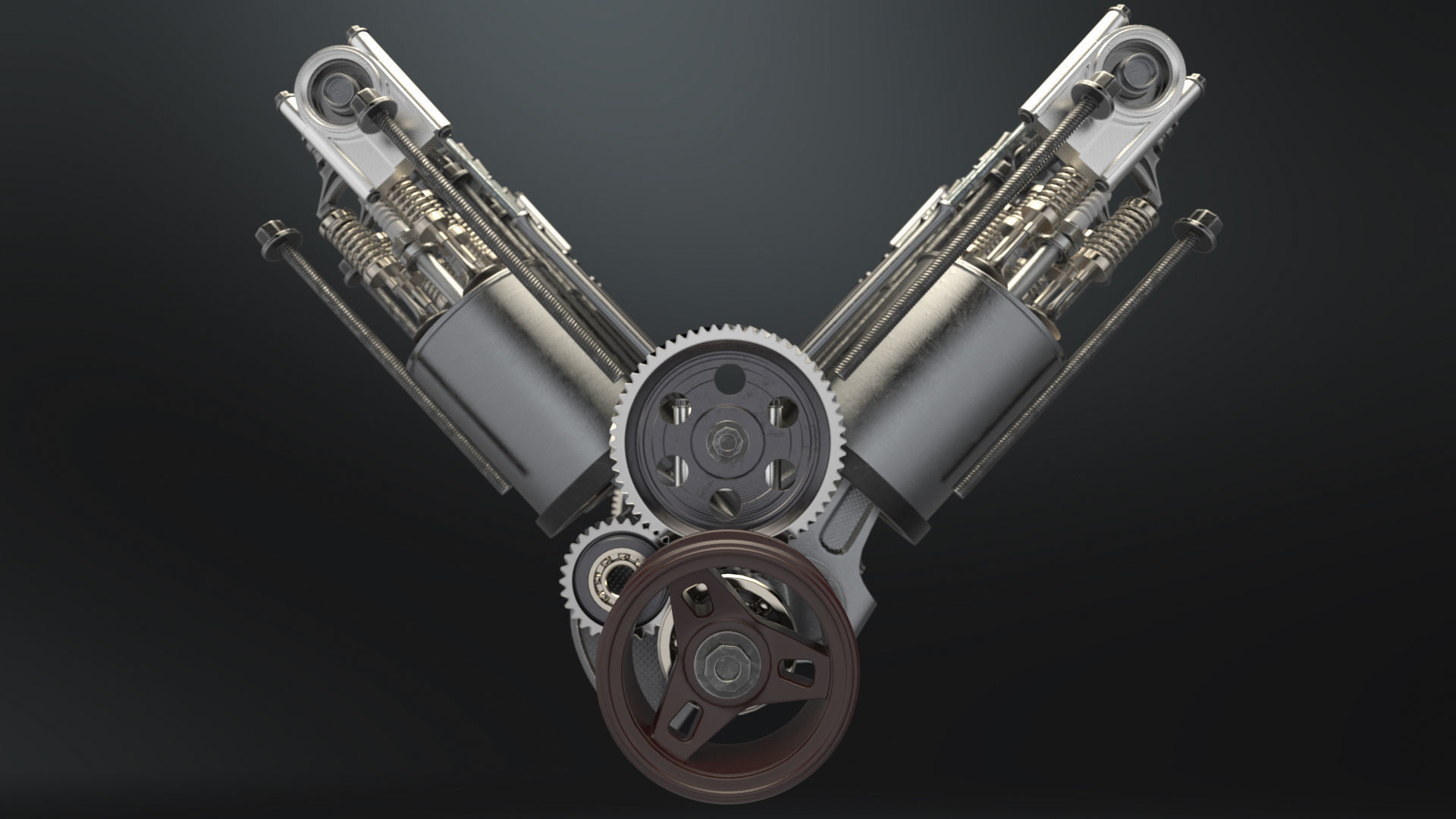 V6 Engine Working Animated 3D model_17