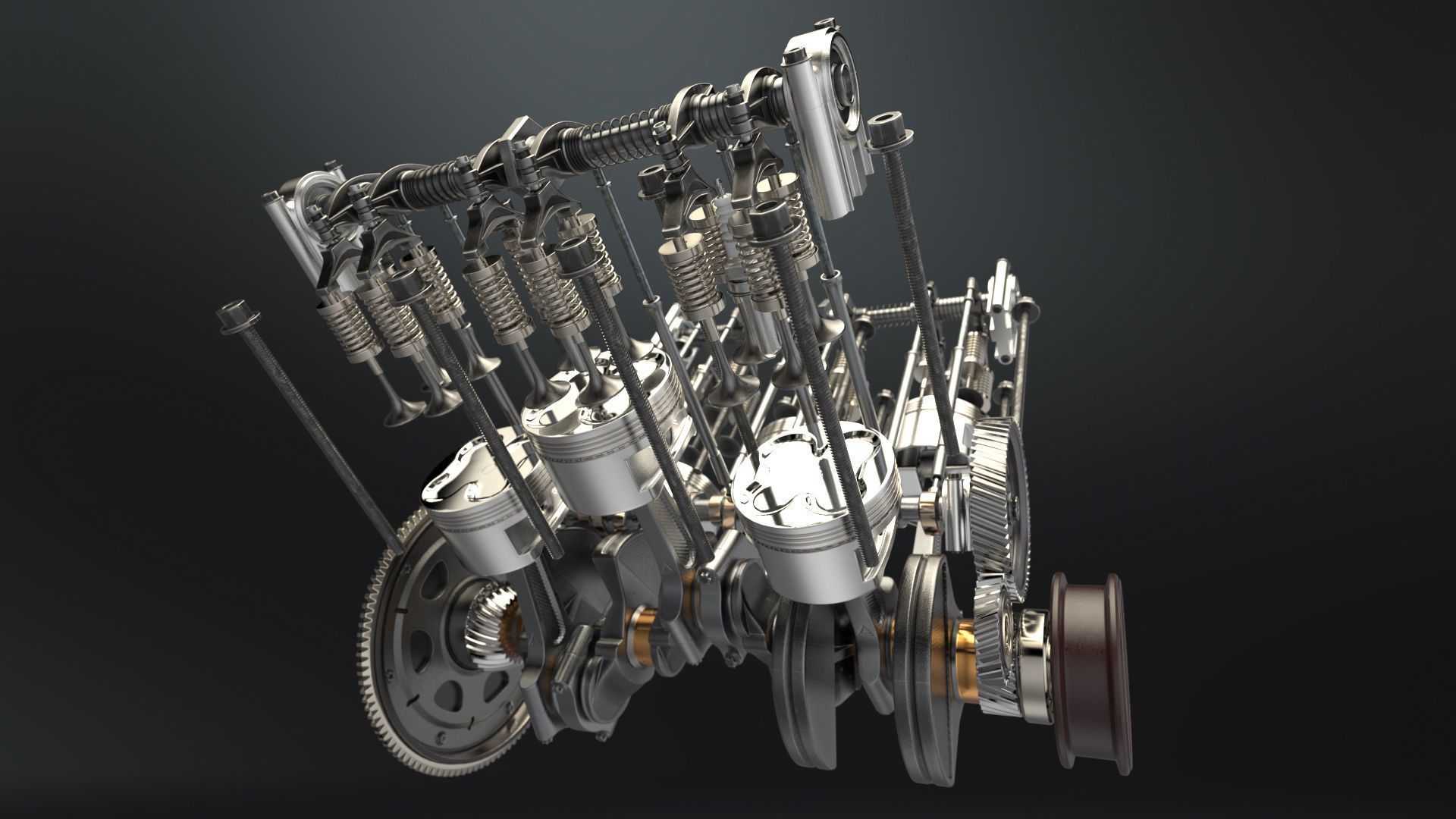V6 Engine Working Animated 3D model_31