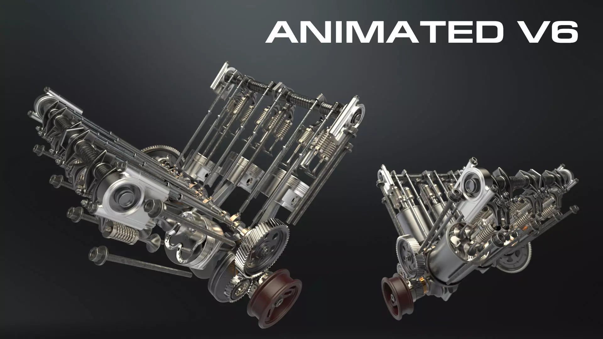 V6 Engine Working Animated 3D model_0