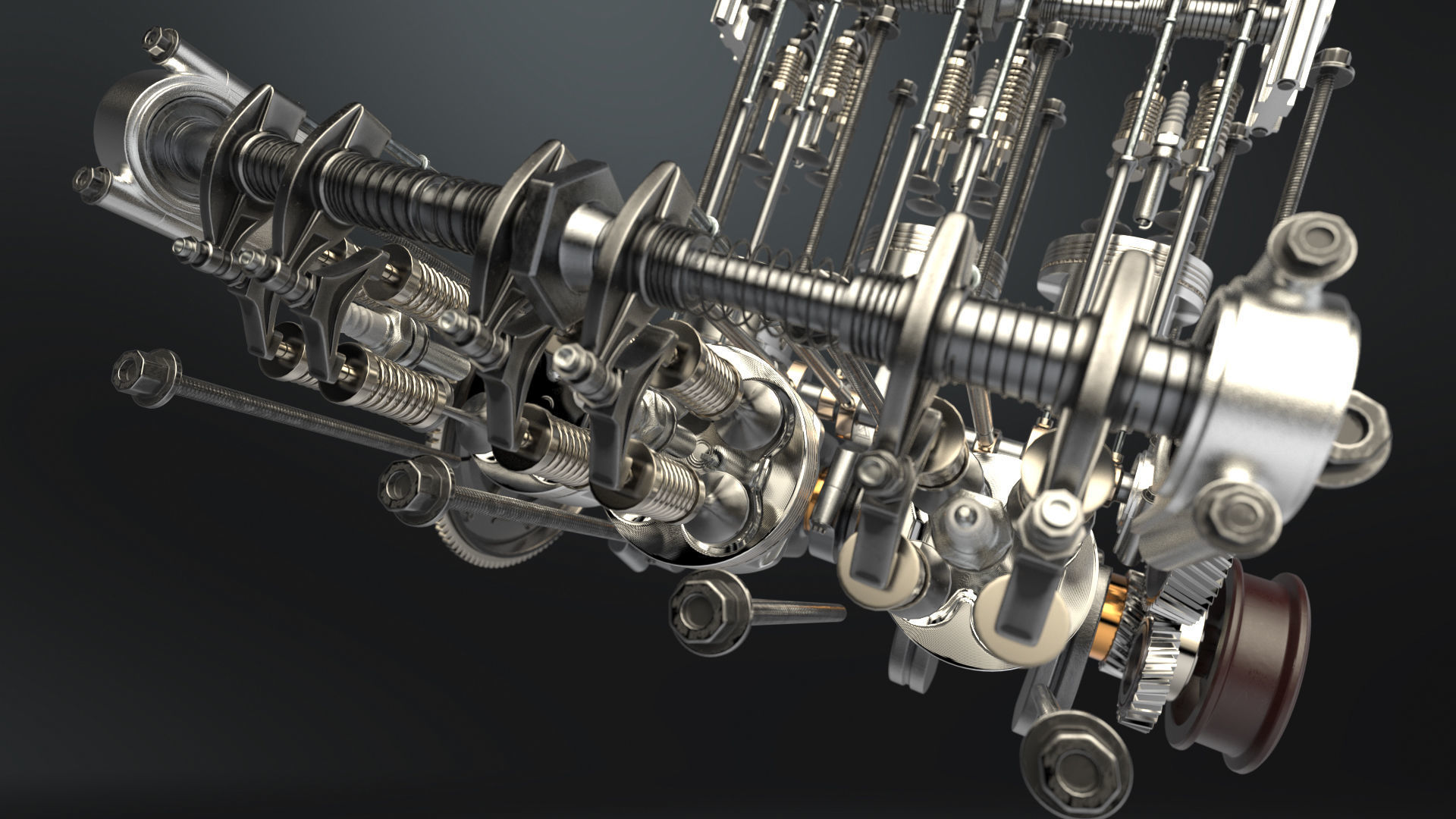 V6 Engine Working Animated 3D model_14