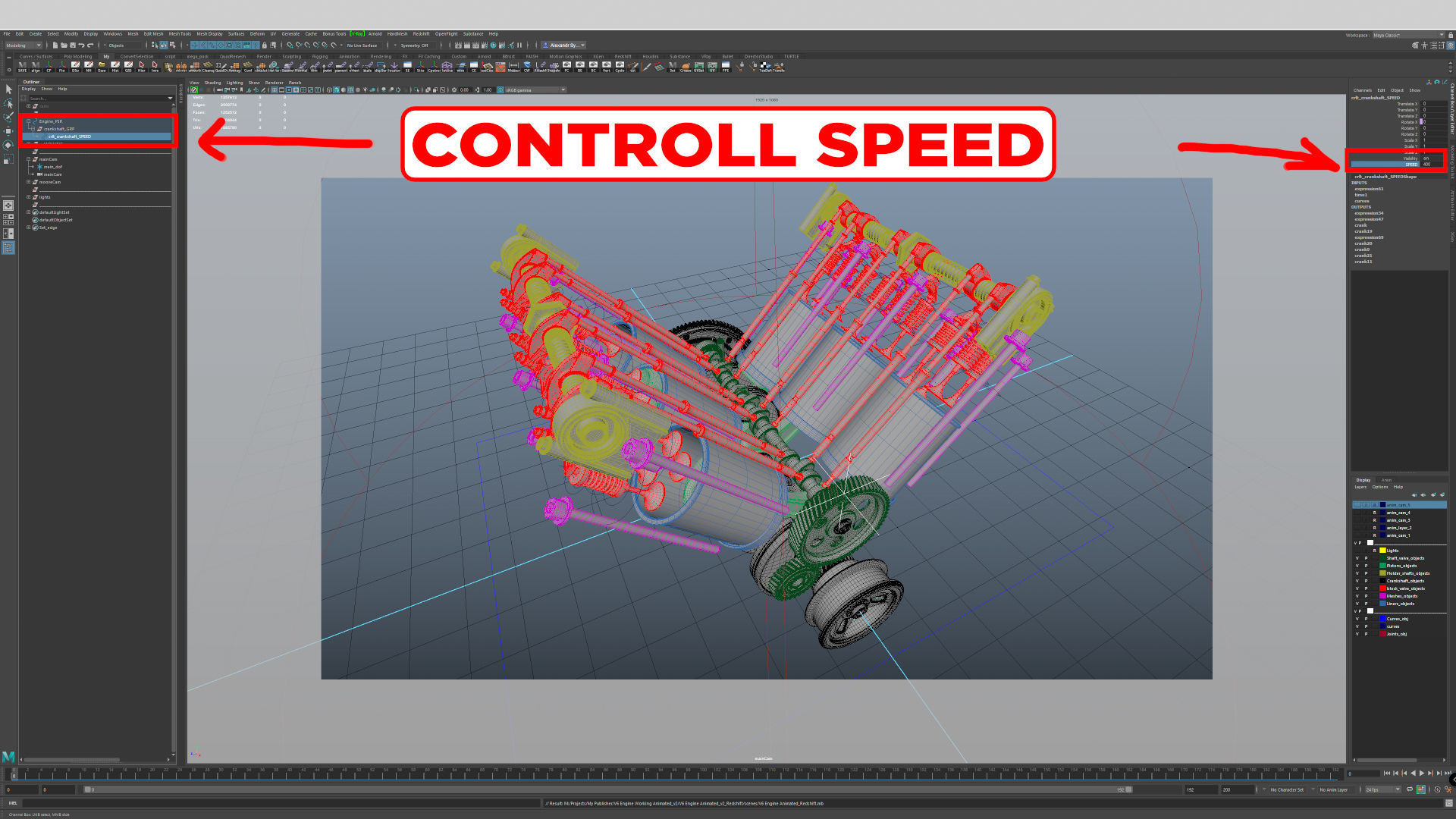 V6 Engine Working Animated 3D model_35