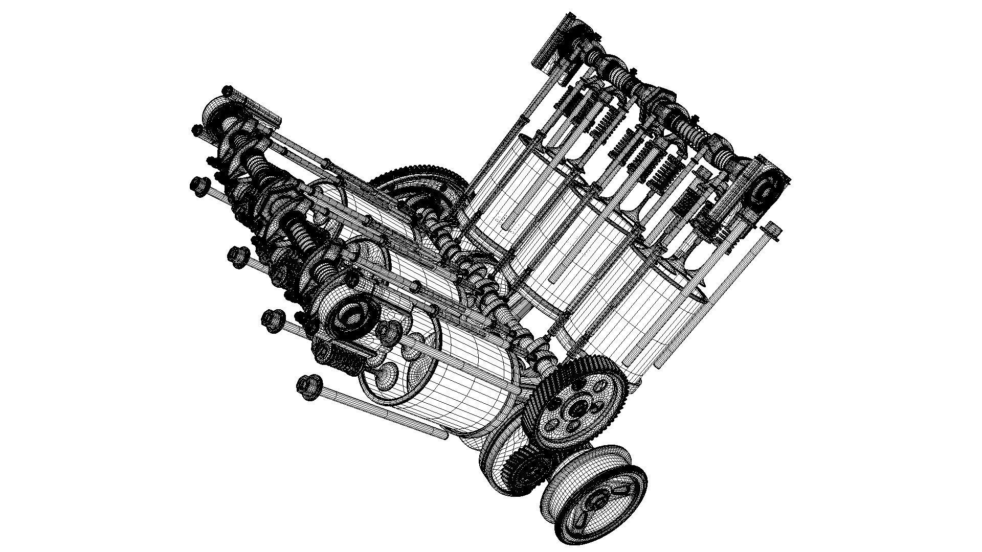 V6 Engine Working Animated 3D model_52