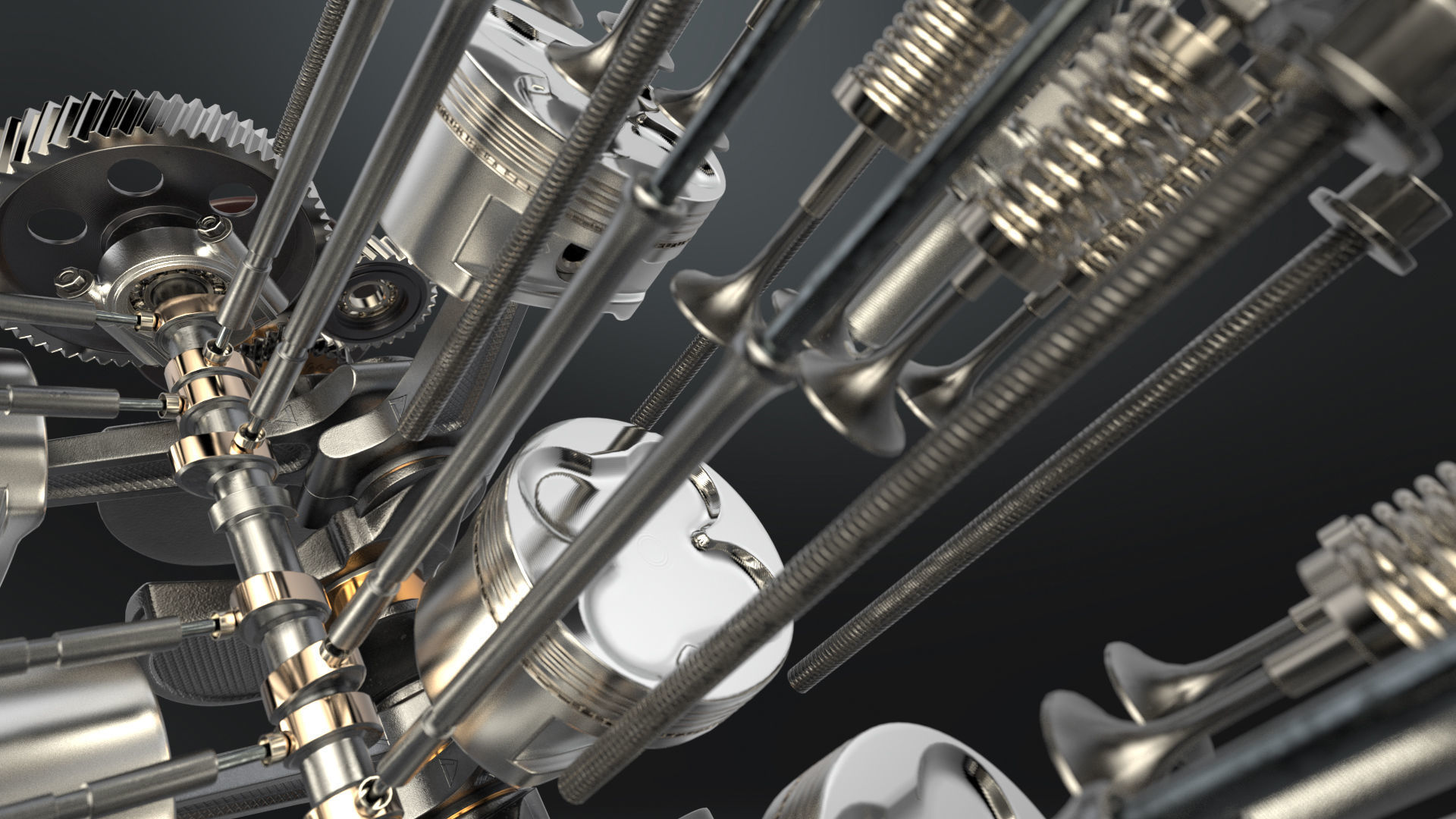 V6 Engine Working Animated 3D model_27