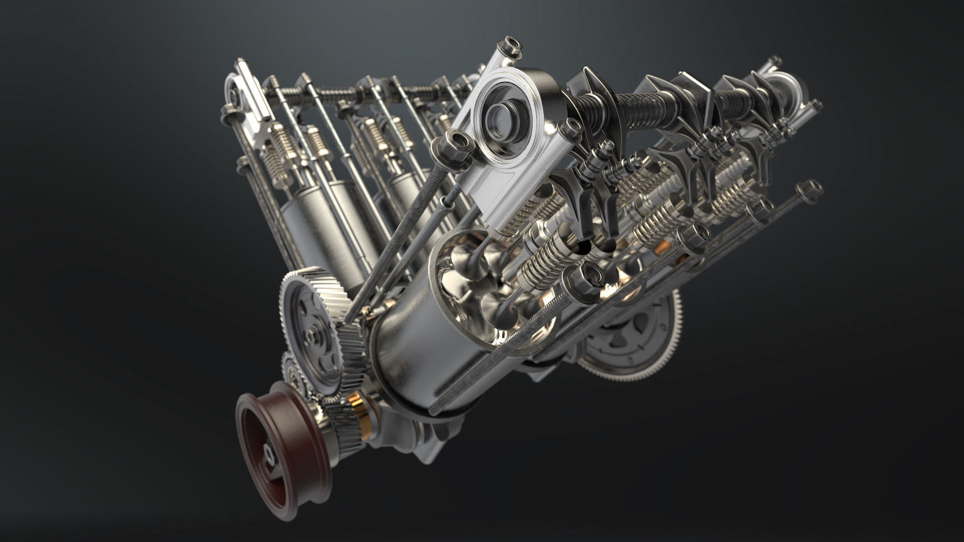 V6 Engine Working Animated 3D model_11