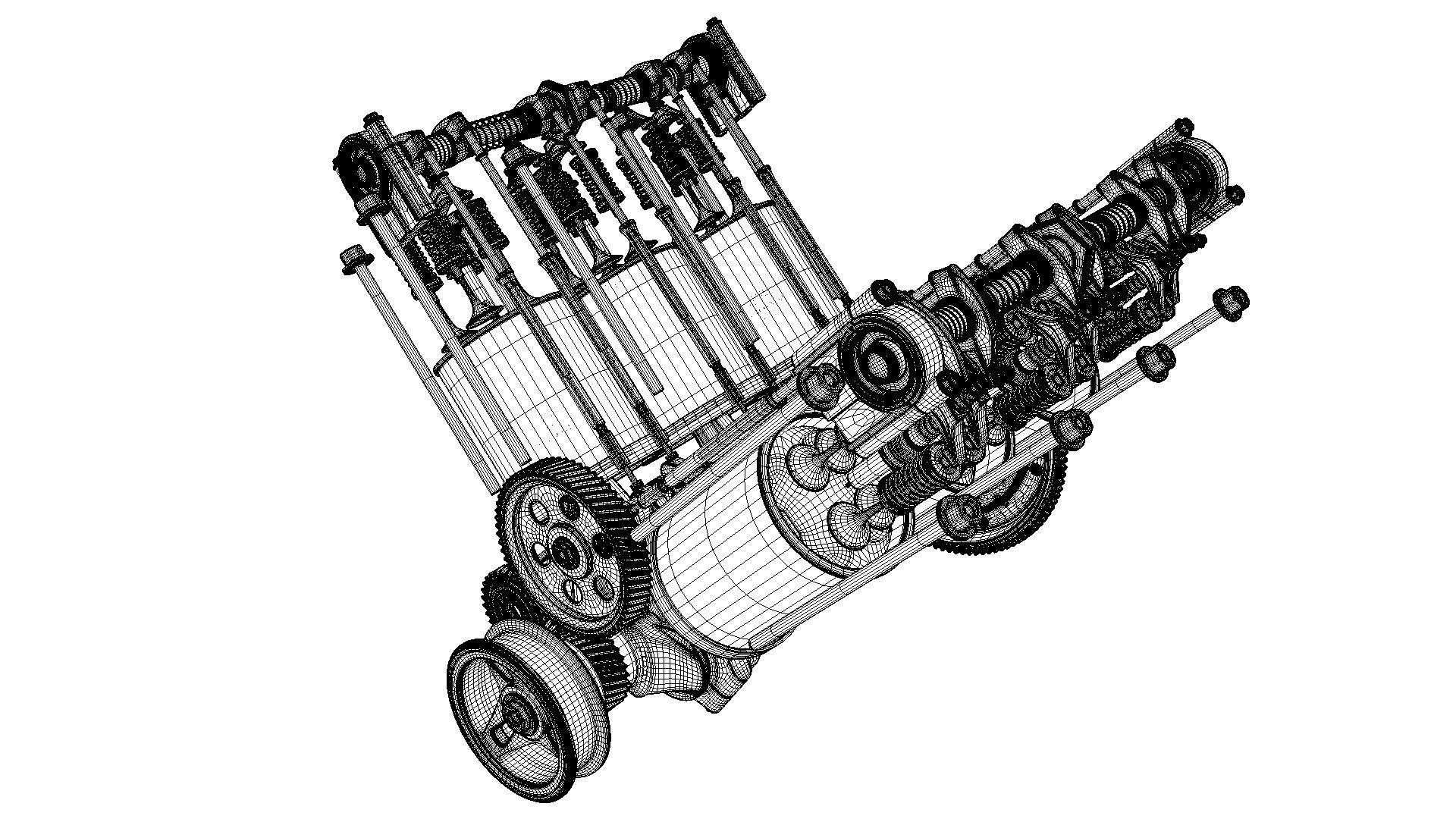 V6 Engine Working Animated 3D model_41