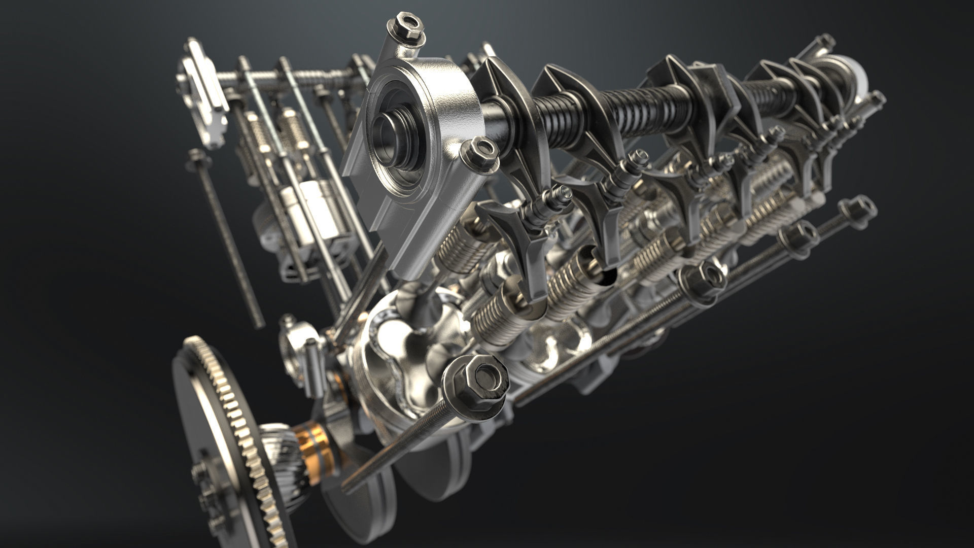 V6 Engine Working Animated 3D model_13