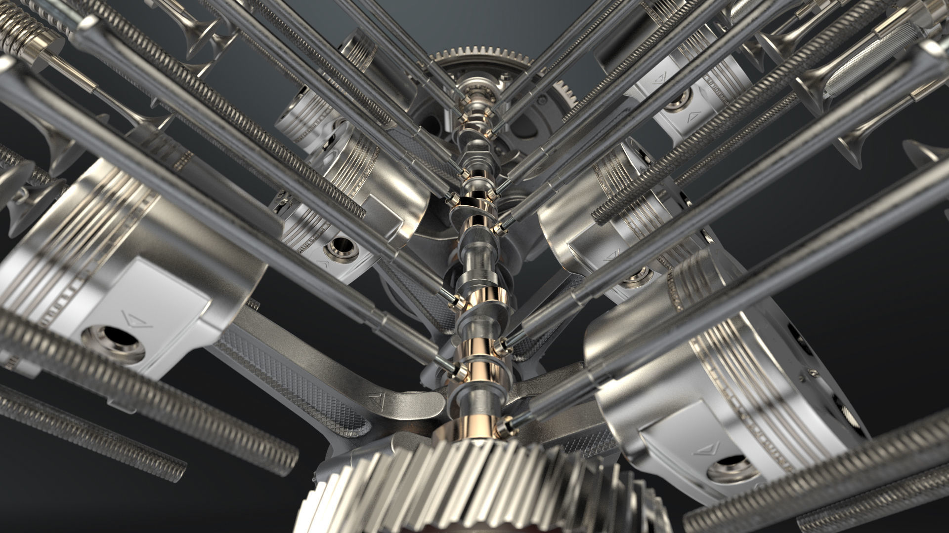 V6 Engine Working Animated 3D model_26