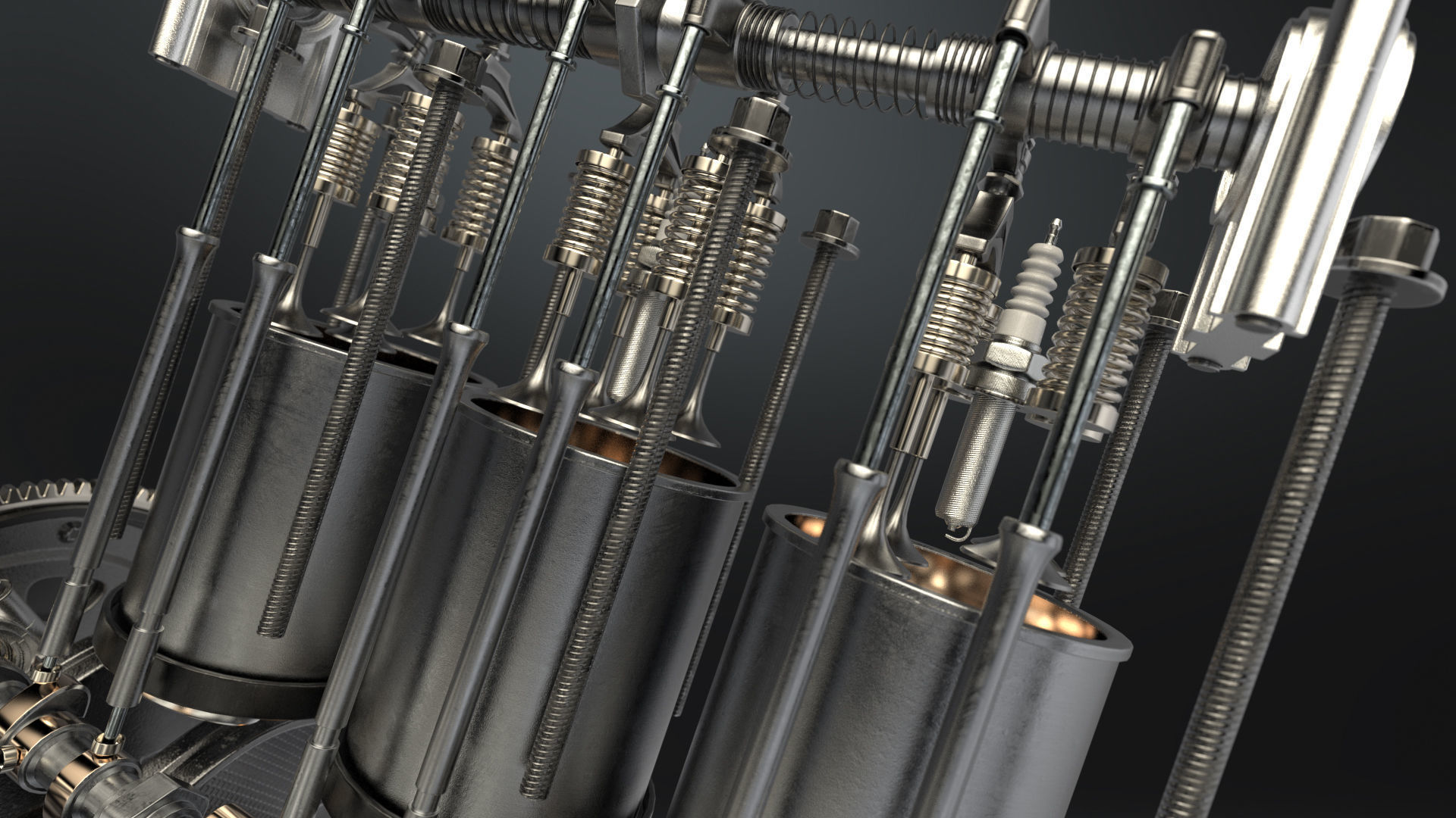 V6 Engine Working Animated 3D model_19