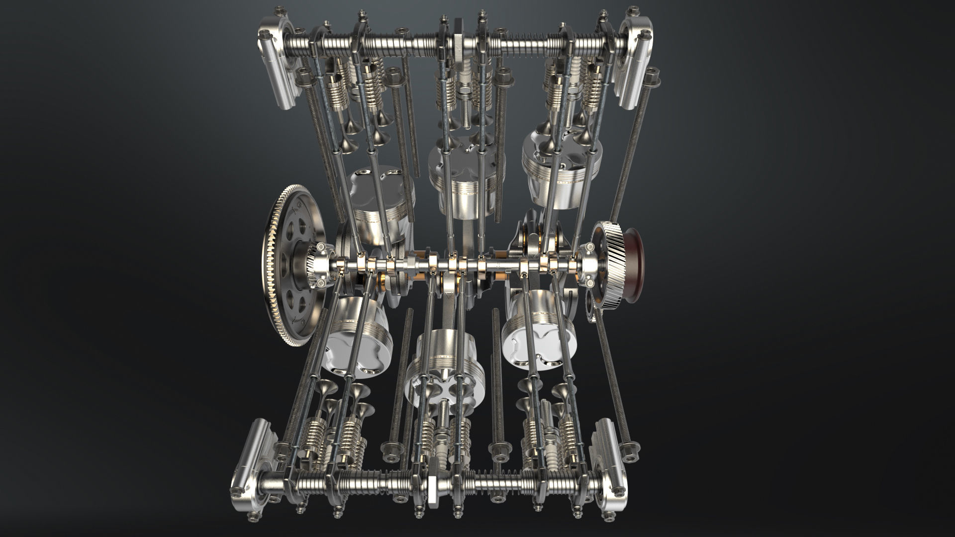 V6 Engine Working Animated 3D model_32