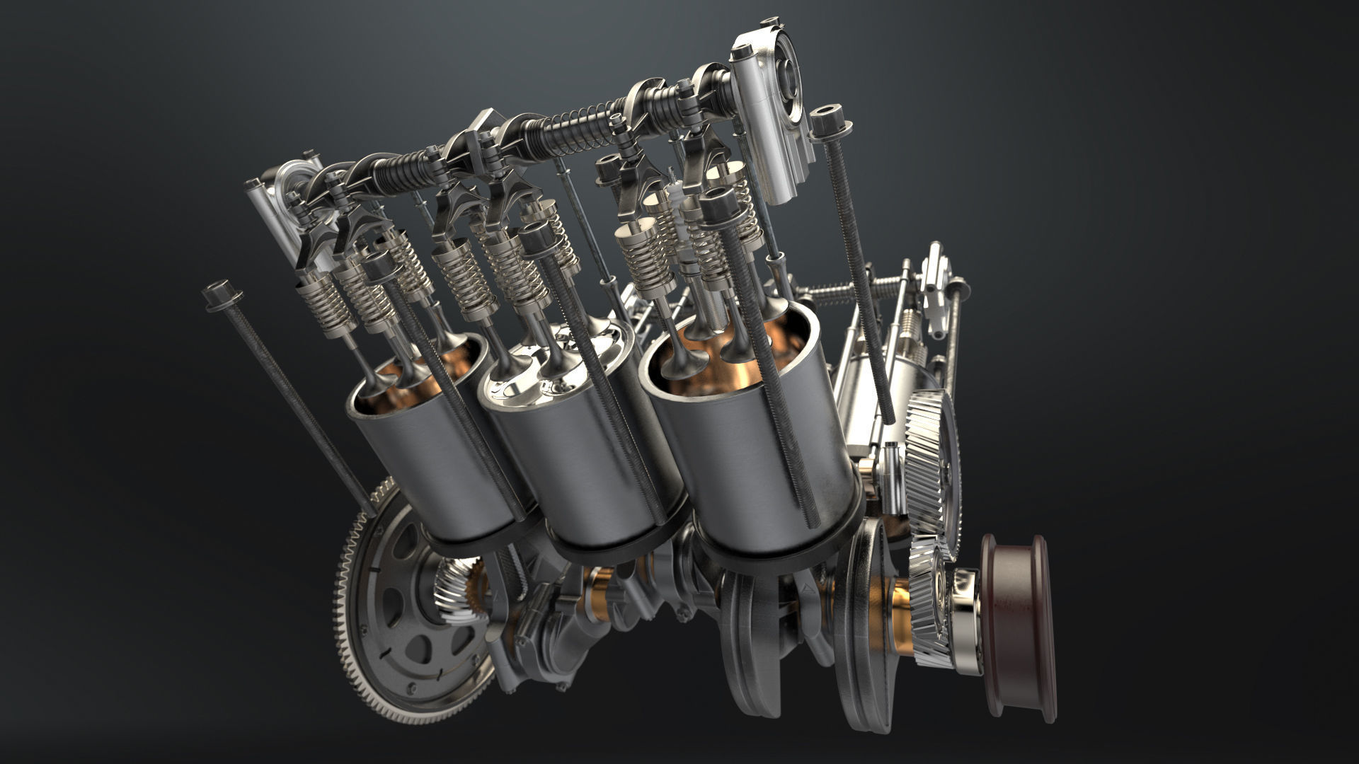 V6 Engine Working Animated 3D model_33
