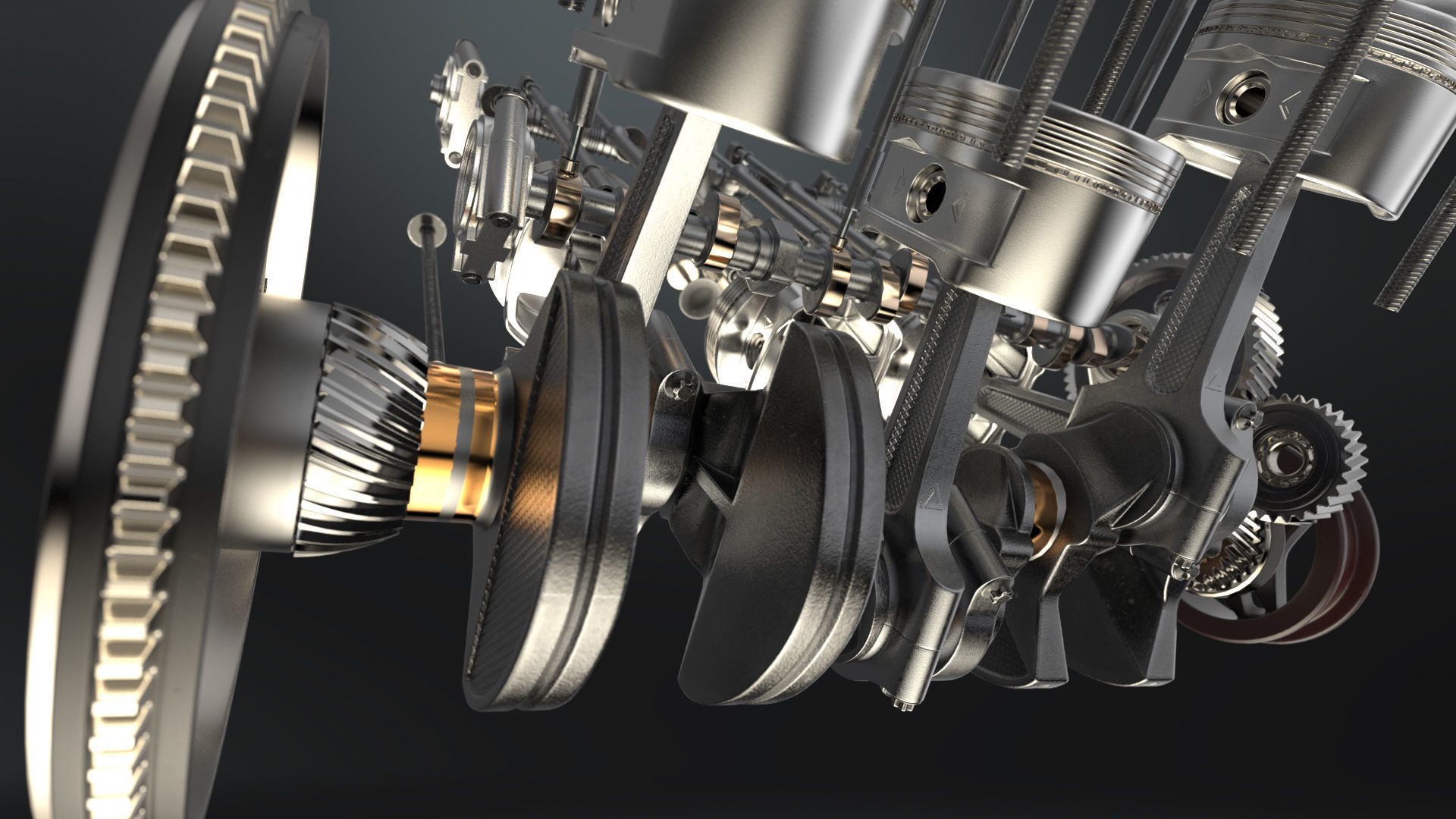 V6 Engine Working Animated 3D model_21