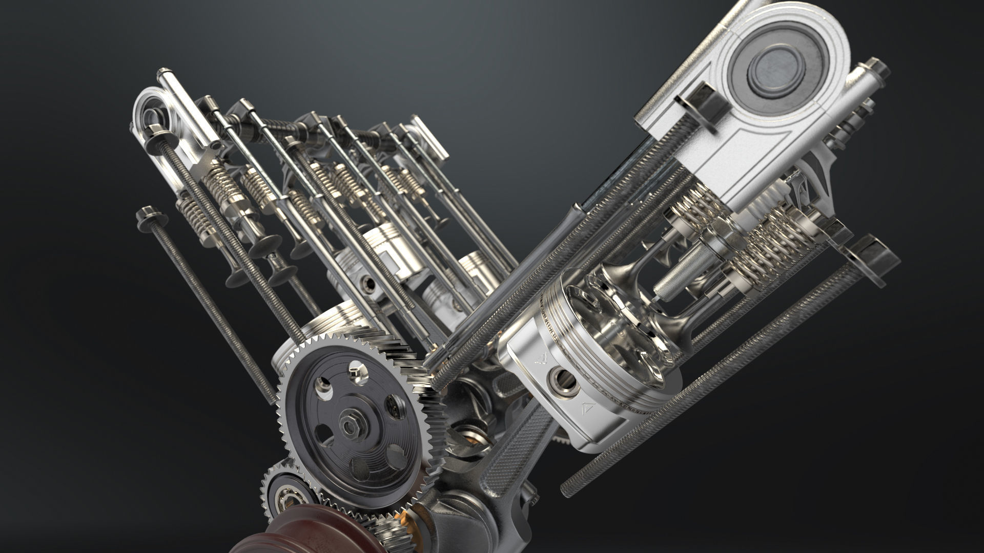 V6 Engine Working Animated 3D model_24