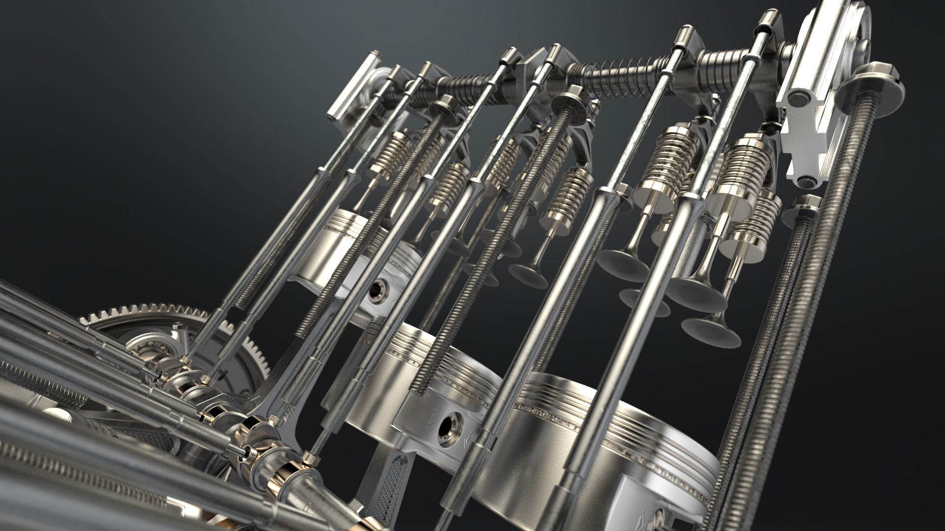 V6 Engine Working Animated 3D model_20