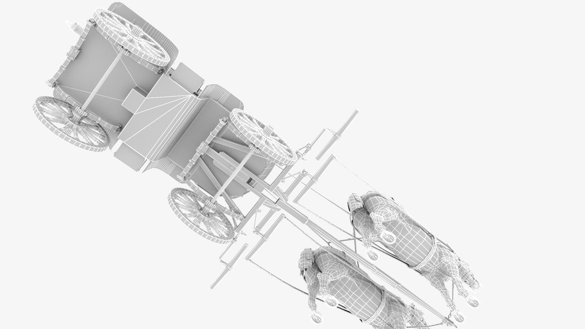 tachanka horse drawn carriage with gun Low-poly 3D model_2