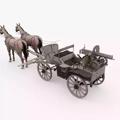 tachanka horse drawn carriage with gun Low-poly 3D model tachanka horse drawn carriage with gun Low-poly 3D model