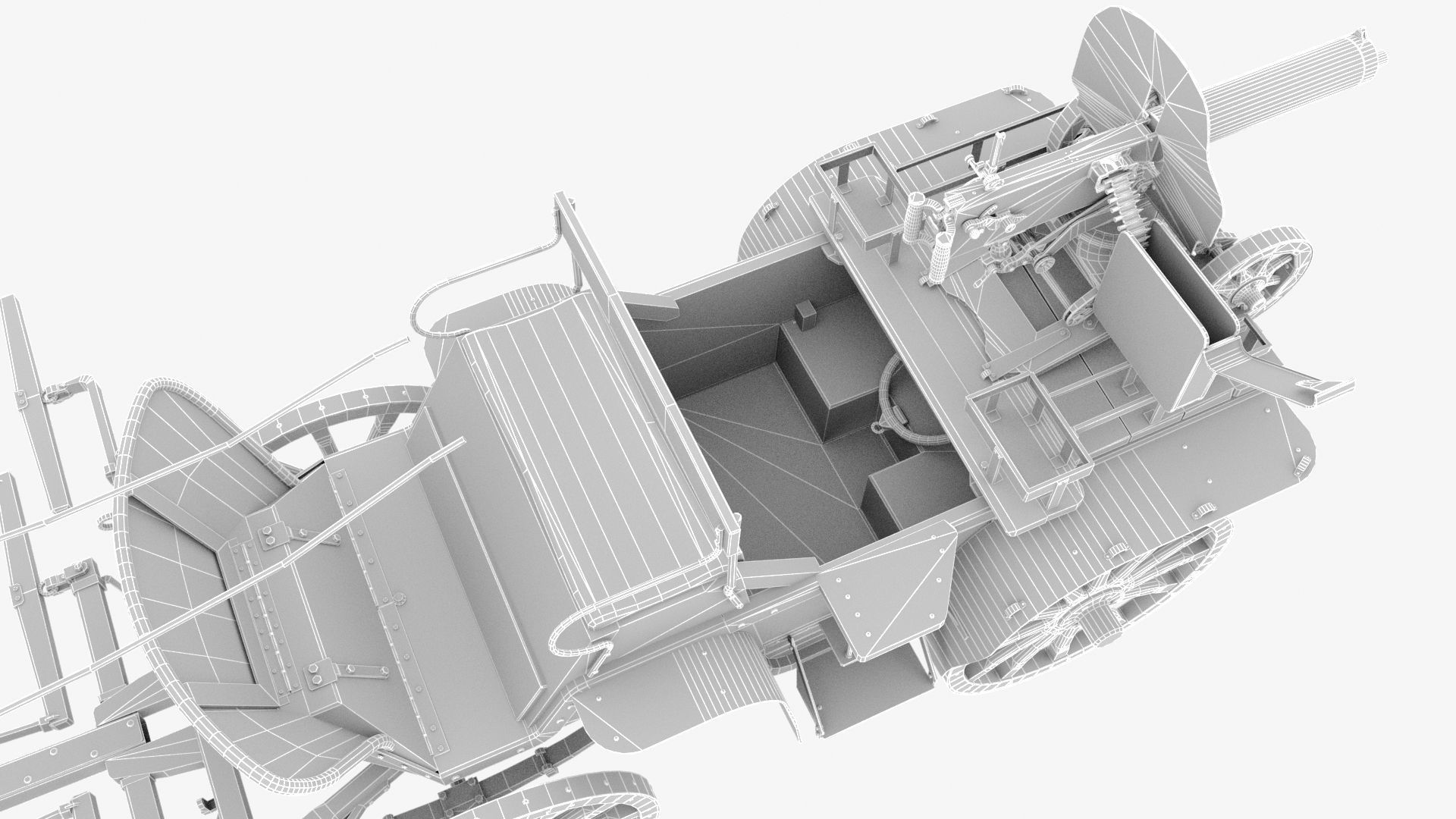 tachanka horse drawn carriage with gun Low-poly 3D model_5