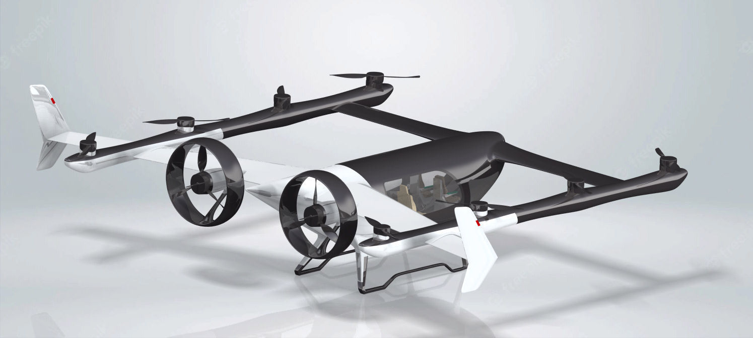 Electric flying car 3D model_3