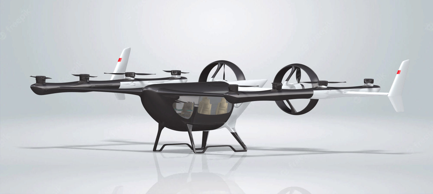 Electric flying car 3D model_4