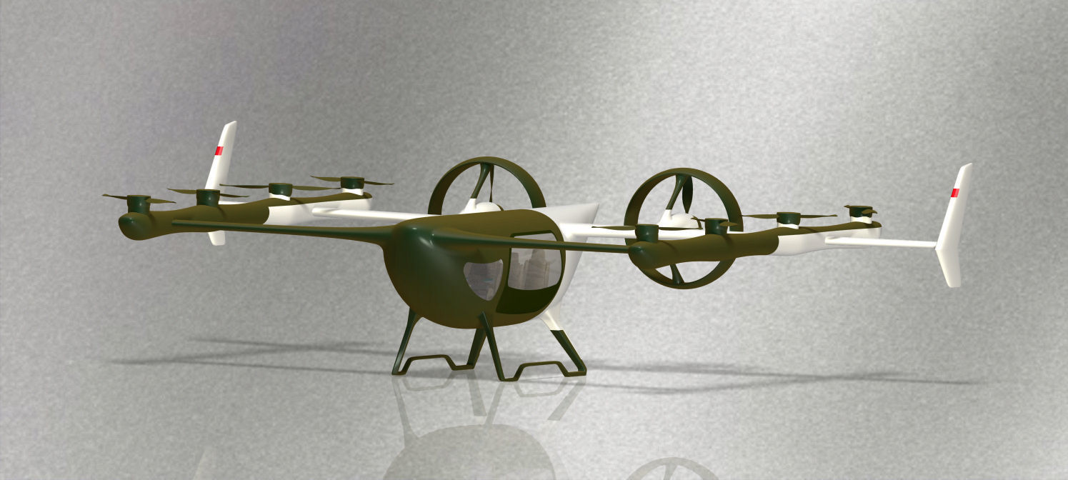 Electric flying car 3D model_1