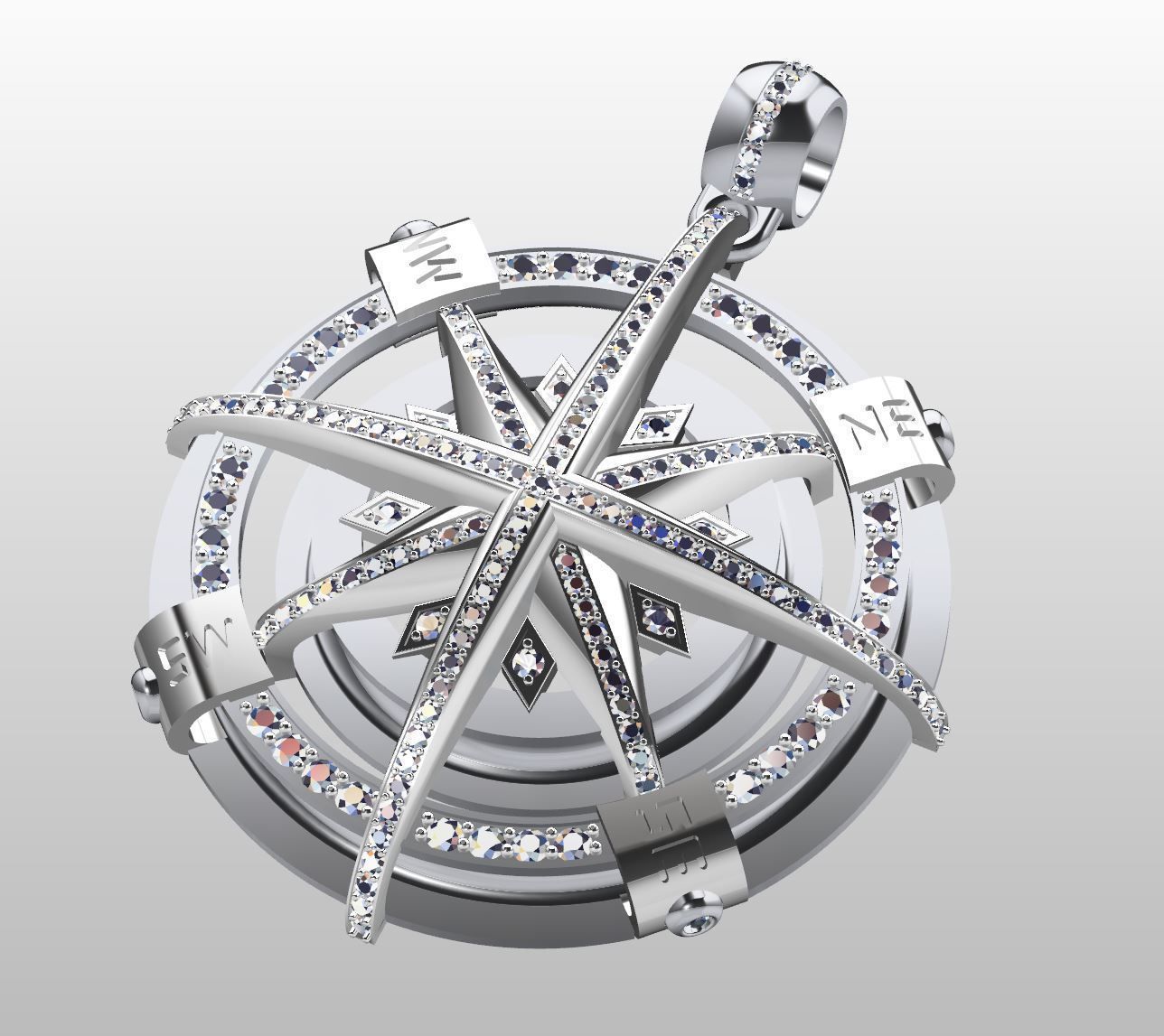 Pendant compass 3D print model_1